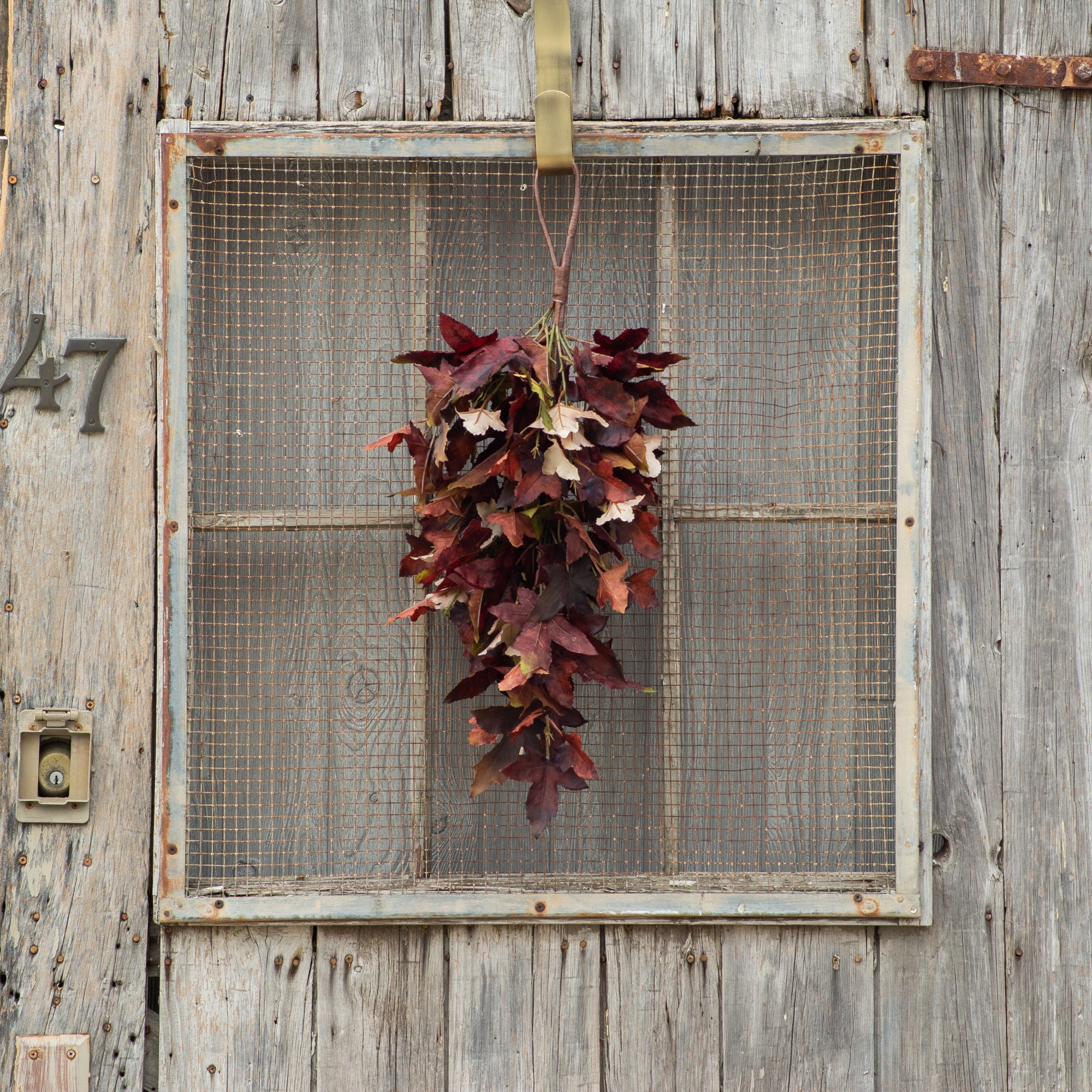 Maroon Maple Leaf Teardrop Fall Swag