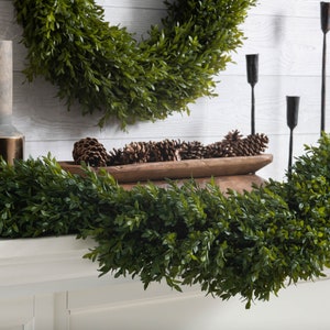 Green Boxwood Artificial All Seasons Greenery Mantle Garland Table Runner