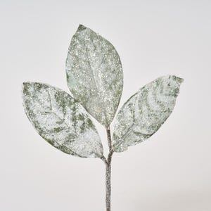 Snow Covered Magnolia Leaf Branch Spray - 15&quot;