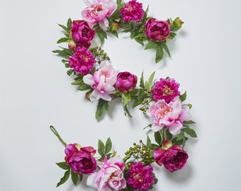 Pink Peony & Beauty Ranunculus Mixed Floral Mantle Garland Spring Summer Table Runner