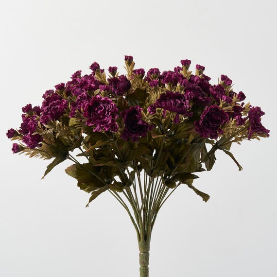 Plum Purple Mum Bush, Faux Fall Floral Bouquet