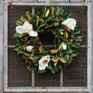 Classic Real Touch White Magnolia All Seasons Front Door Wreath 24 image 6