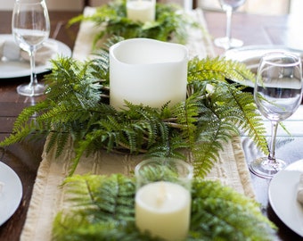 Leather Fern Mini Wreath Everyday Centerpiece Candle Ring