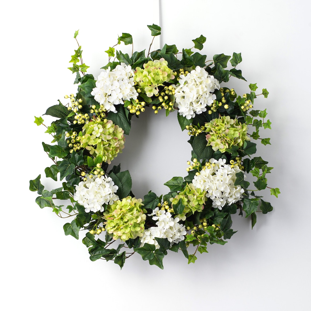 Grn-Weie Hortensie, Englischer Efeu, Pfefferbeere Frhlingskranz - Etsy.de