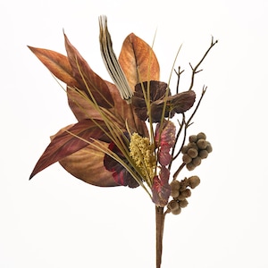 Brown Fall Magnolia Leaf & Acorn Branch Spray - 20&quot;