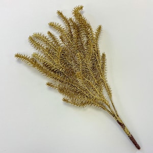 Gold Glittered Faux Pine Bush Spray - 20&quot;
