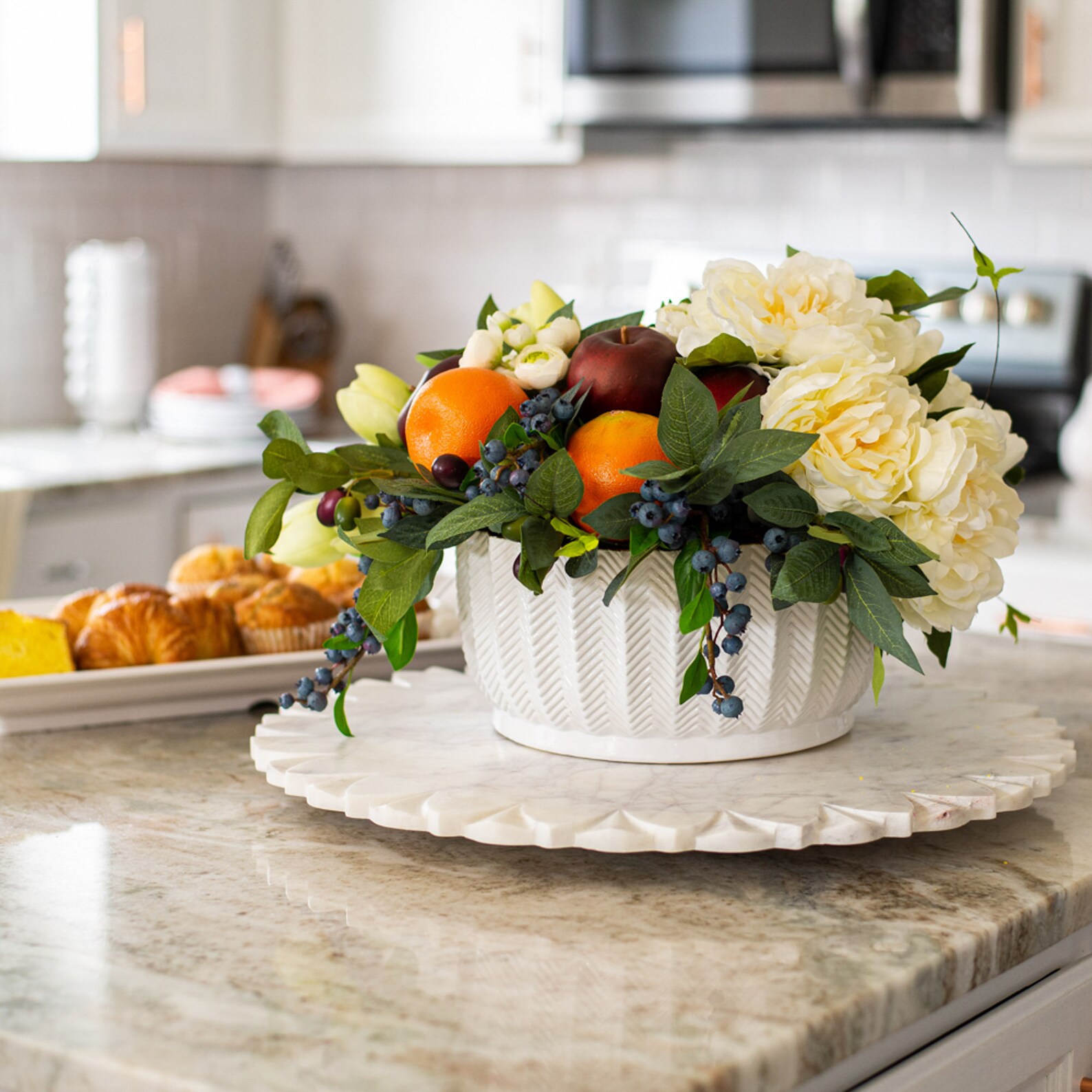 A Day at the Market Faux Fruit Bowl Floral Centerpiece Etsy