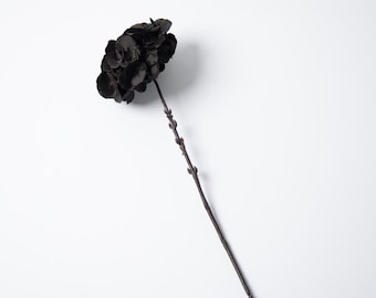 Black Faux Floral Hydrangea Spray Stem - 18"