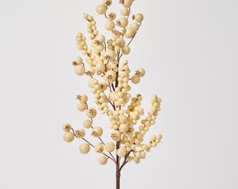 Weatherproof Cream Glitter Crabapple Faux Berry Branch Spray - 28"