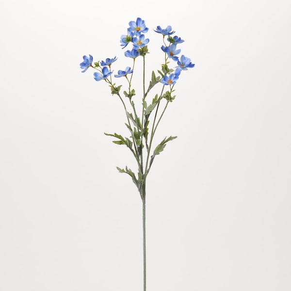 Blue Mini Wildflower Cosmos Pick Single Long Stem Faux Floral Spray - 28"