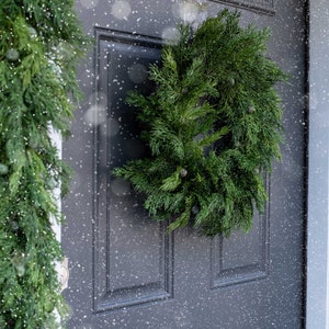 Winter Juniper Berry Faux Greenery Front Door Mantle Wreath