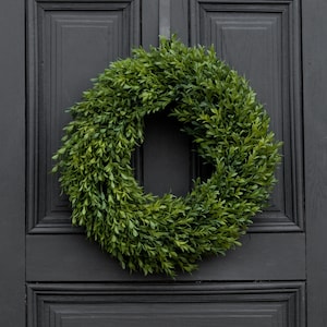 Realistic Boxwood Everyday All Seasons Spring Summer Outdoor Wreath 2 Sizes image 1