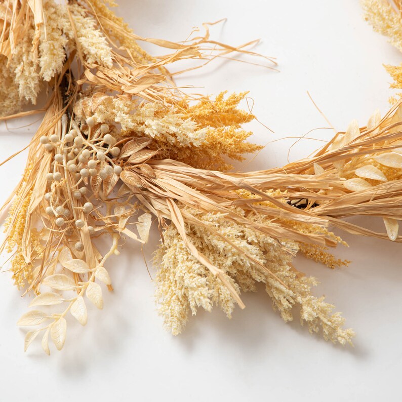 Dried-look Autumn Grass Raffia & Fall Berry Mantle Garland Table Runner ...