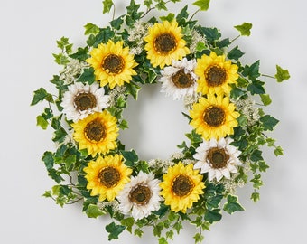 Sunflower, English Ivy, & Queen Anne's Lace Summer Estate Wreath