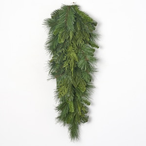 Outdoor UV Protected Bristle Pine Evergreen Teardrop Swag Base Hanging Decor