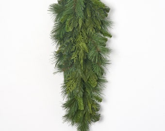 Outdoor UV geschützt Bristle Pine Evergreen Teardrop Swag Basis hängen Dekor