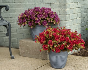 Faux Autumn Mum Bush Foliage Outdoor Fall Arrangement Urn Filler - Available in 2 Colors