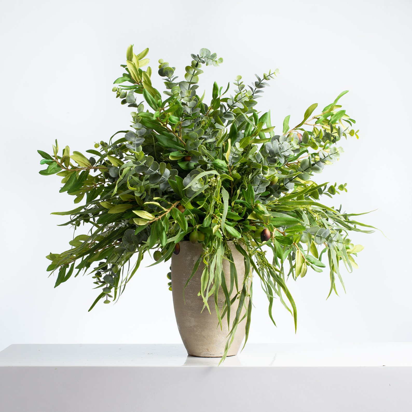 Large Faux Greenery Floral Arrangement With Weeping Willow Etsy