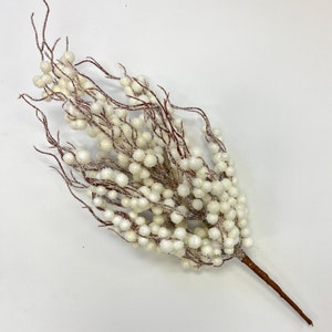 Frosted Snowberry Cluster Faux Winter Bush Holiday Decor Stem - 26"