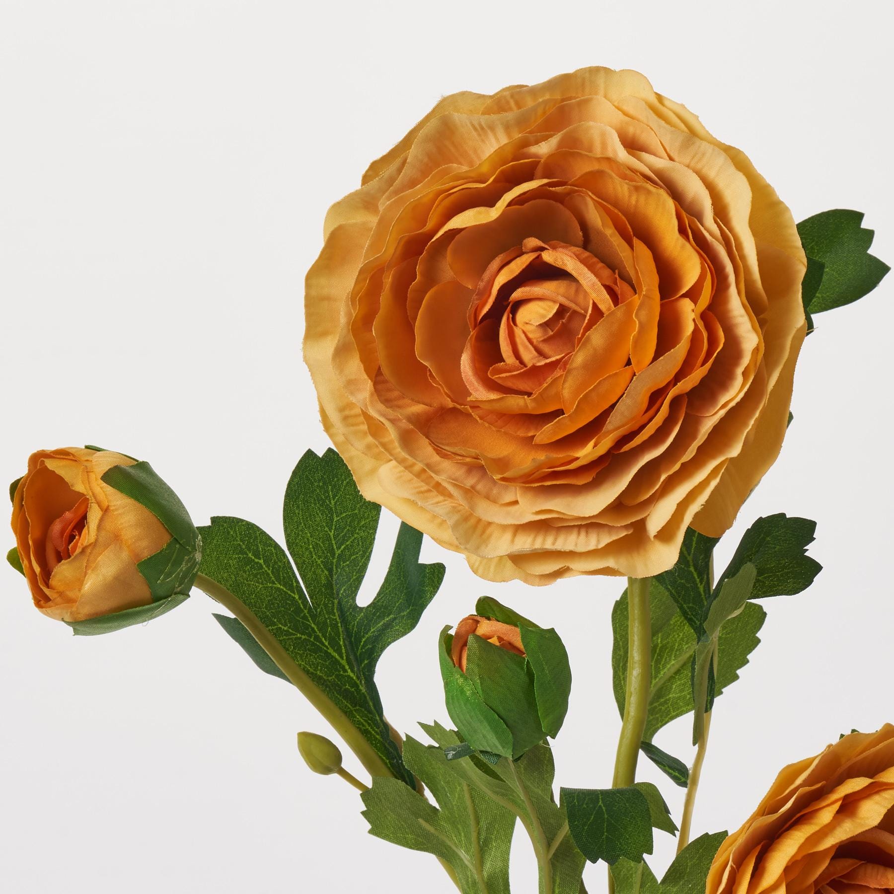 Golden Ranunculus Jumbo Golden Yellow Ranunculus Bloom & Bud Faux Floral Stem - 26