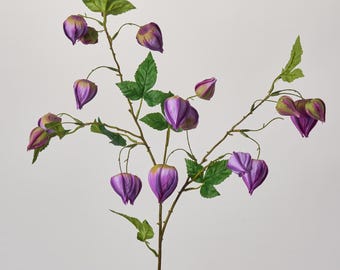 Violet Purple Chinese Lantern Tree Branch Pods 35" Faux Floral Spray