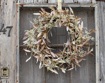 Cream Dried-Look Olive Leaf Front Door Fall Wreath