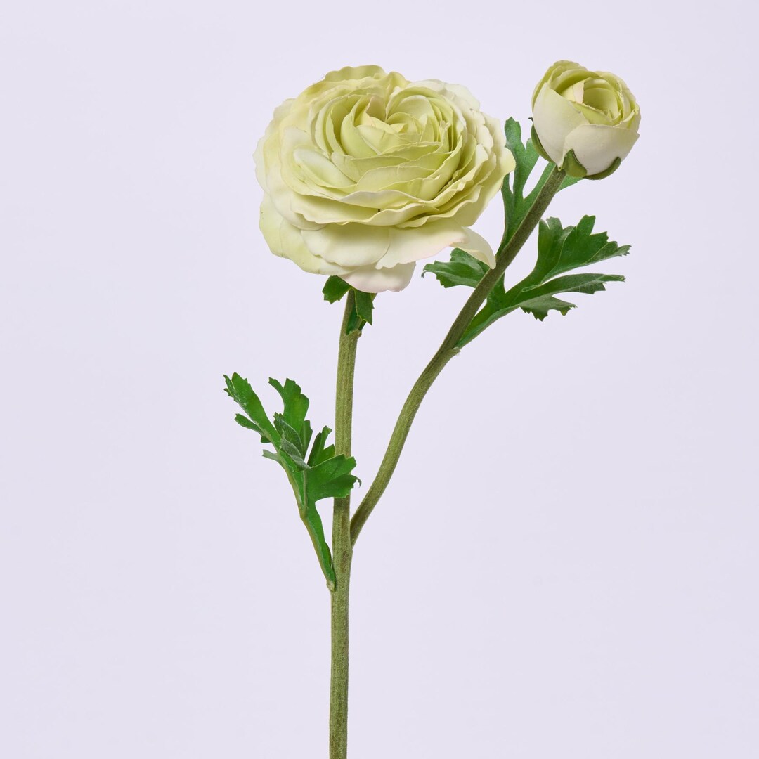Single Ranunculus Bout Chartreuse Green Real Touch Ranunculus Bloom & Bud Spray Single Faux ...