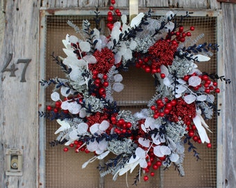 Star Spangled - Glitter Berry & Boxwood Patriotic Americana Christmas Front Door Wreath