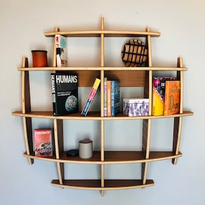 Sphere Wall shelf, Floating Shelf, Wood Organizer, Cubby Space, Spring Cleaning image 2