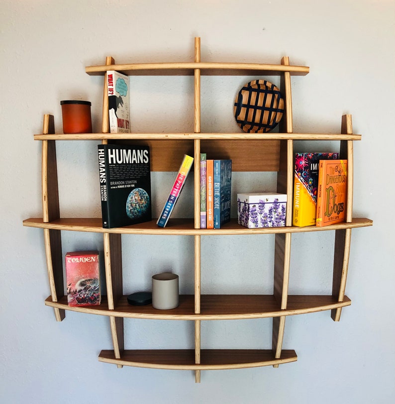 Sphere Wall shelf, Floating Shelf, Wood Organizer, Cubby Space, Spring Cleaning image 2