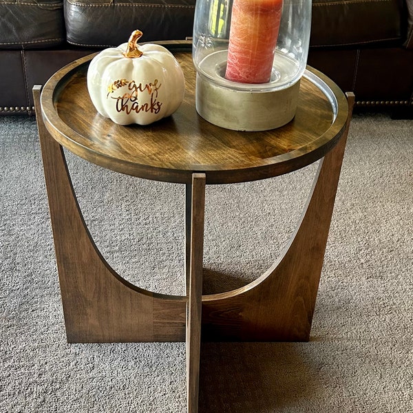 Modern End Table, Minimalist Night Stand, Coffee Tray, Midcentury Serving tray, Plant Shelf, Charcuterie Board, Serving Platter,Large Circle