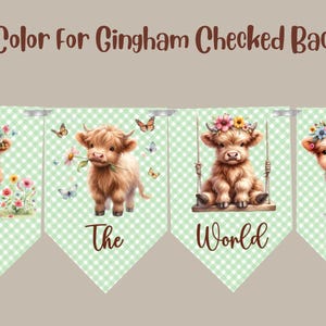 Highland Cows Small Bunting Banner - Highland Baby Cows Bunting Baby Shower Banner - Welcome to the world Highland Cows Bunting Banner