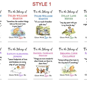 Classic Pooh Bookplate Labels, Classic Pooh Verses Bookplate Stickers, Classic Pooh Child Library Labels, Classic Pooh Bookplates