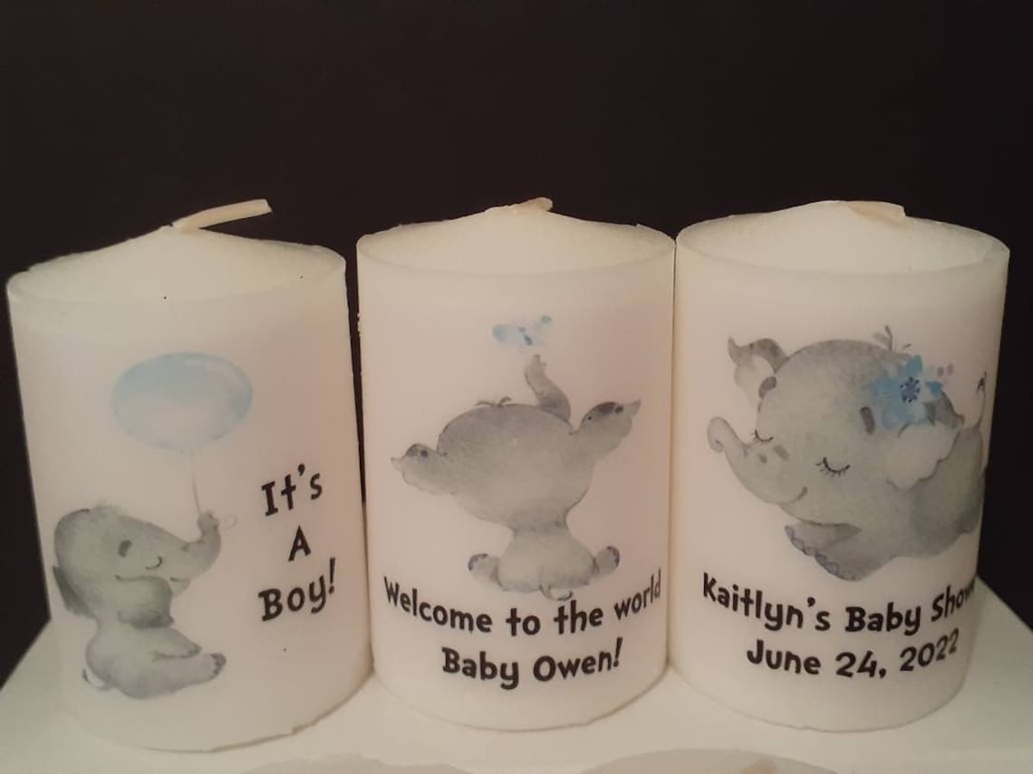Elephant Baby Shower Candle Favors Elephant Baptism Favors Etsy