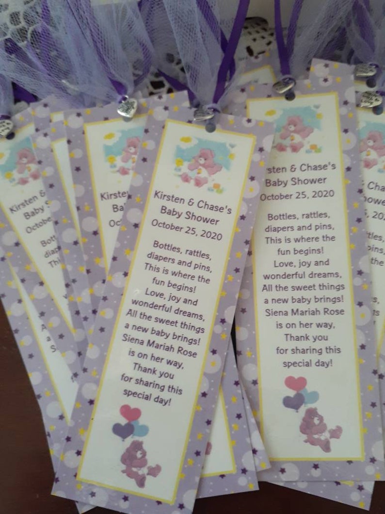Care Bears Baby Shower Bookmark Favors Etsy