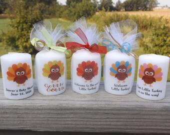 Little Turkey Baby Shower Candle Favors, Fall Baby Shower Favors, Our Little Turkey Candle Favors