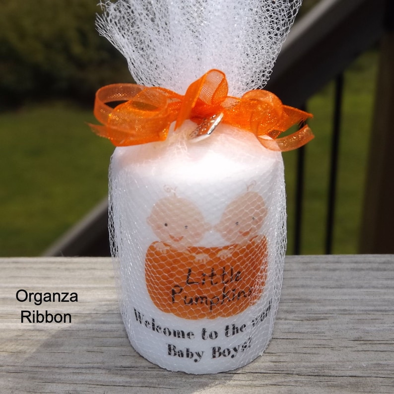 Little Pumpkin Baby Shower Candle Favors Little Pumpkin Twin Etsy
