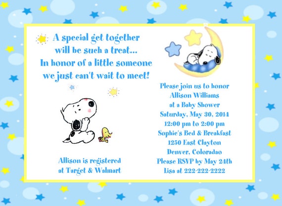 snoopy baby shower invitations