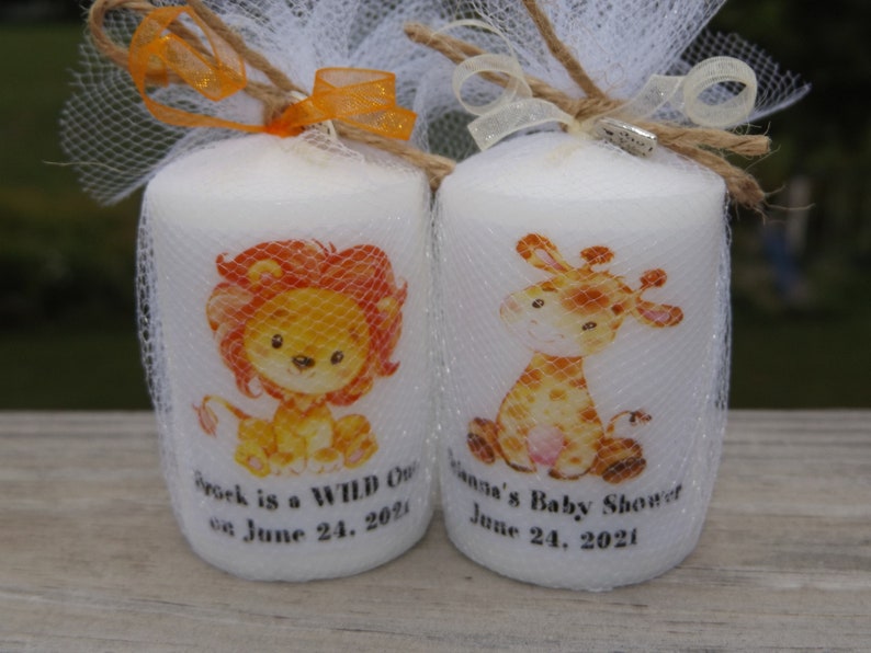 Baby Jungle Safari Animals Baby Shower Votive Candle Favors Etsy