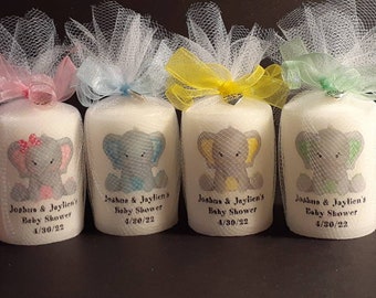Cute Baby Elephant Baby Shower Candle Favors - Birthday Favors, Baptism Favors, Thank You Favors, Baby Shower Favors, Gender Neutral