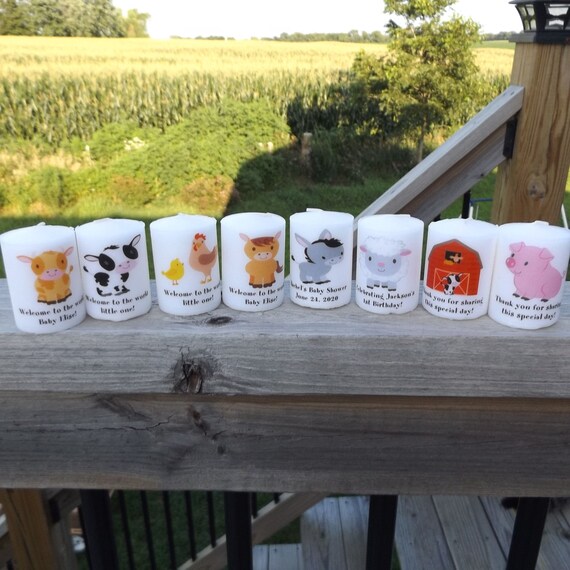 Pig Lamb Baby Shower Candle Favors Horse Baby Farm Animals Cow