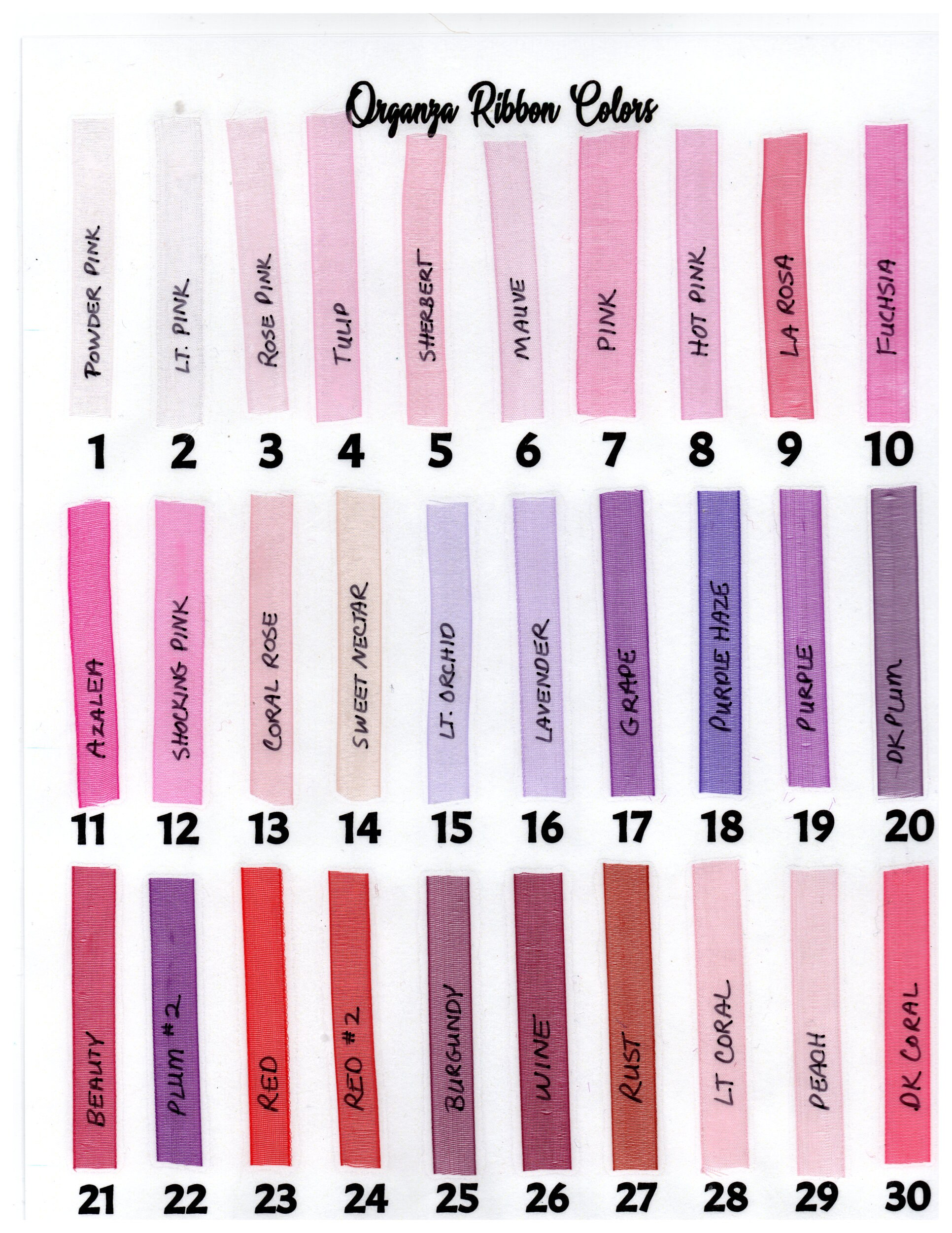 Contoh Color Rib Ribbon Types and Colors Available - for Viewing Only, Do Not Purchase ...