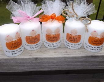 Little Pumpkin Baby Shower Candle Favors, Little Pumpkin Twin Baby Shower Favors, Fall Baby Shower Favors