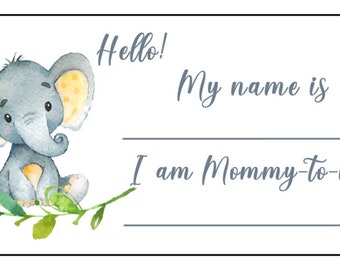 elephant name tag etsy