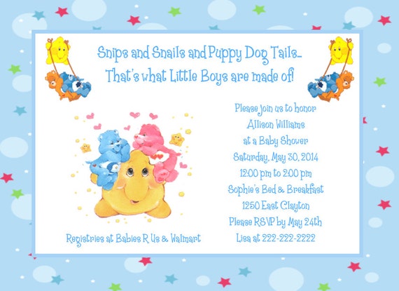 care bear baby shower invitations