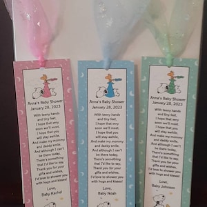 Baby Snoopy Peanuts Baby Shower Bookmark Favors