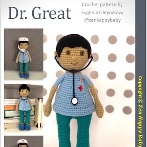 Crochet Pattern Doctor / Pattern Health Care Worker / Amigurumi Pattern Doctor Doll Toy