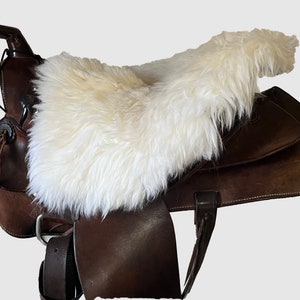 White sheepskin saddle seat cover