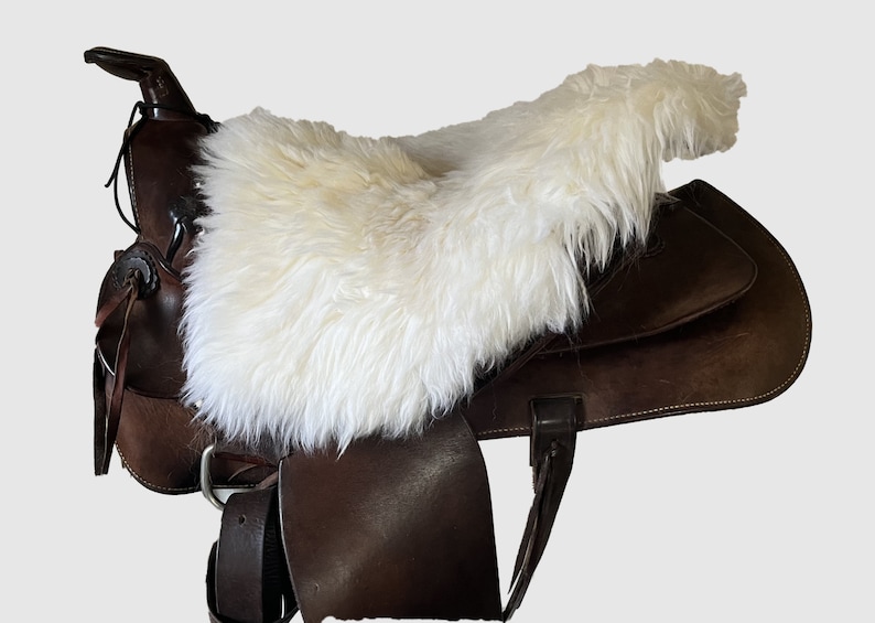 White sheepskin saddle seat cover