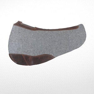 Rounded Western Felt Saddle Pad, Leather Trim, Barrel Racing